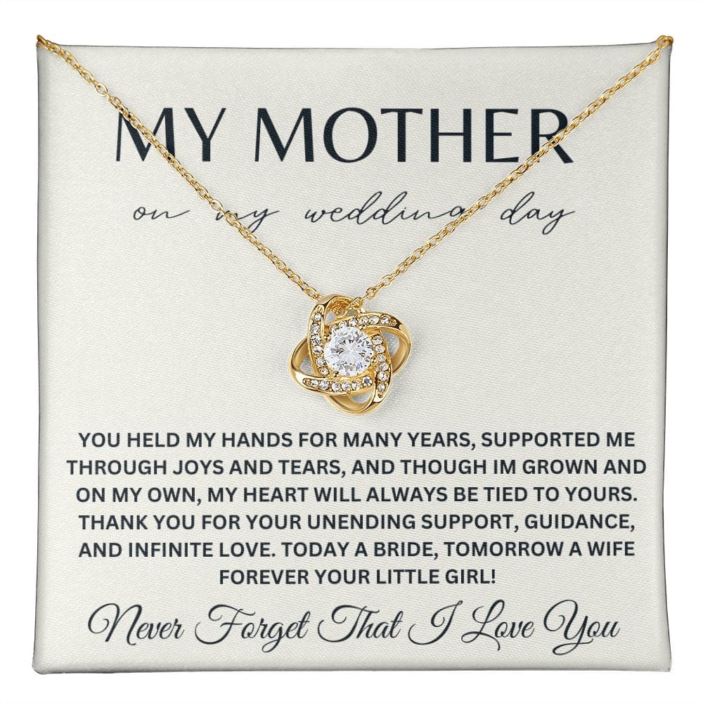 To My Mother on My Wedding Day Bride Mom Gift for Mother of The Bride Gift from Bride Gift from Daughter Necklace Wedding Jewelry E