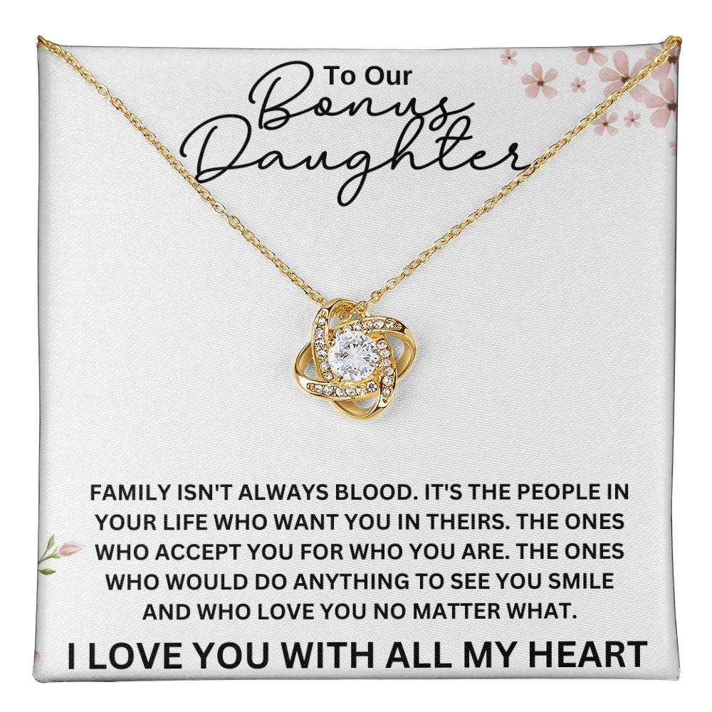 To Our Bonus Daughter Love Knot Necklace