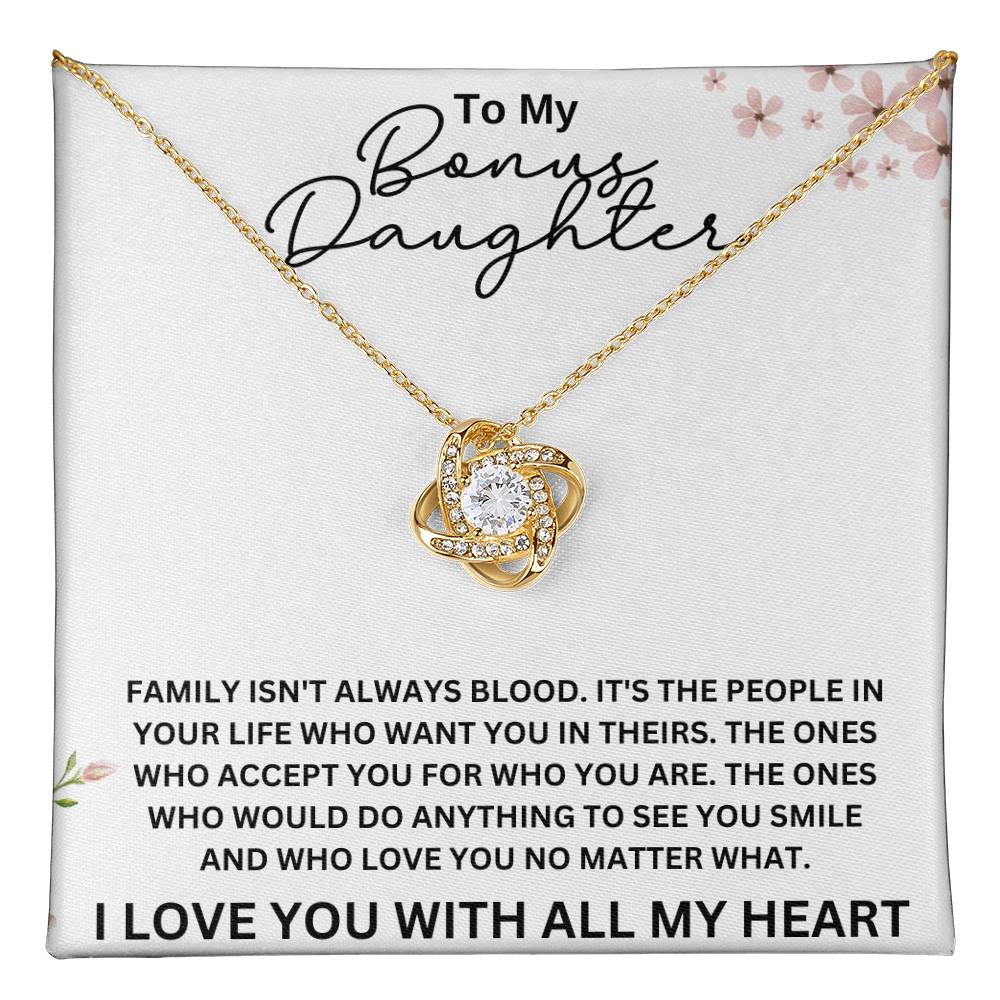 To My Bonus Daughter Love Knot Necklace