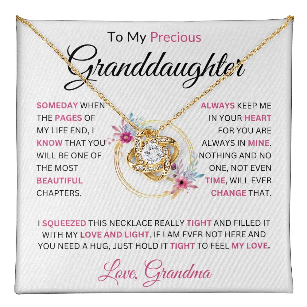 To My Precious Granddaughter Love Grandma Love Knot Necklace