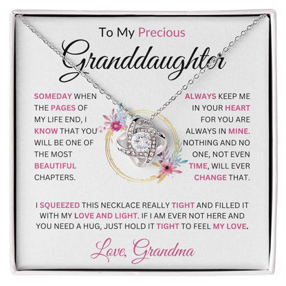 To My Precious Granddaughter Love Grandma Love Knot Necklace