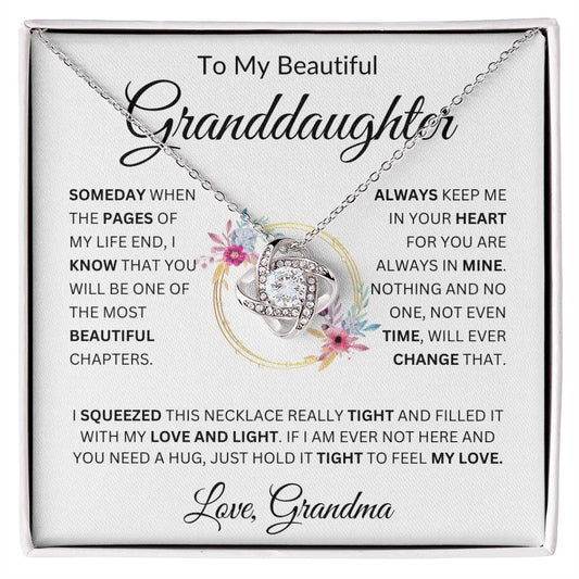 To My Beautiful Granddaughter Love, Grandma Love Knot Necklace