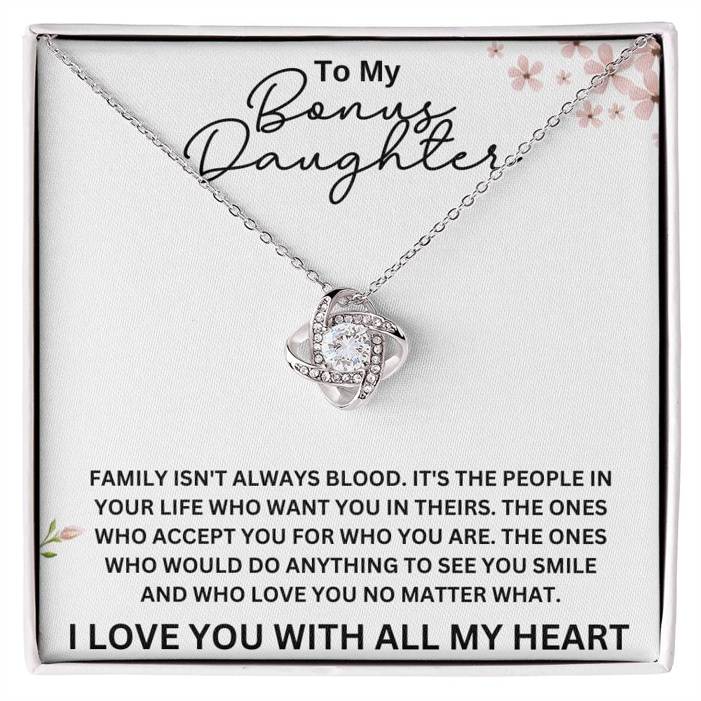 To My Bonus Daughter Love Knot Necklace