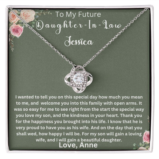 To My Future Daughter In Law | Personalized |  Love Knot Necklace