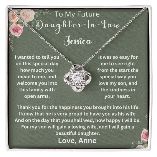 To My Future Daughter In Law | Personalized |  Love Knot Necklace