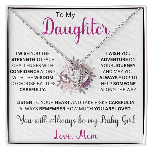 To My Daughter "I Wish You The Strength" Love Mom | Love Knot Necklace