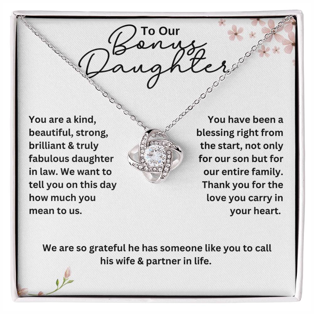 To Our Bonus Daughter Love Knot Necklace