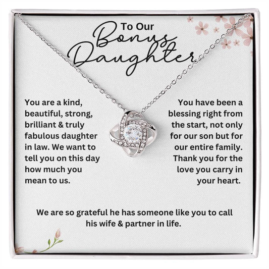 To Our Bonus Daughter Love Knot Necklace