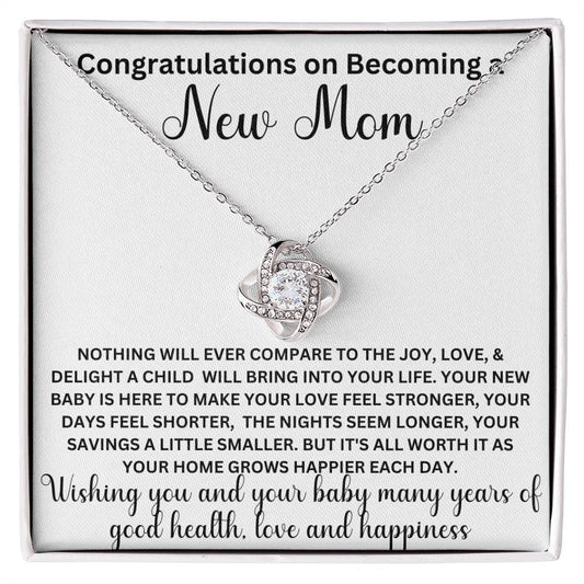 Congratulations New Mom, Love Knot Necklace