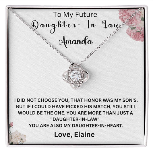 To My Future Daughter In Law | Personalized | Love Knot Necklace