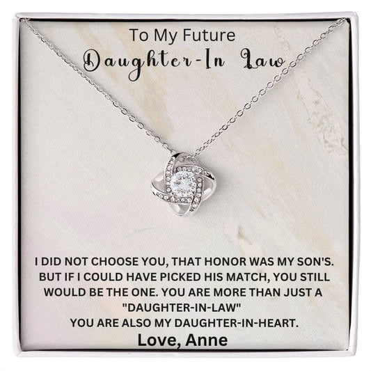 To My Future Daughter In Law | Personalized |  Love Knot Necklace