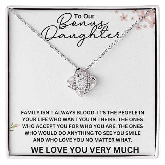 To Our Bonus Daughter Love Knot Necklace