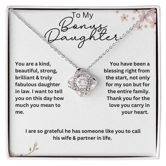 To My Bonus Daughter  Love Knot Necklace