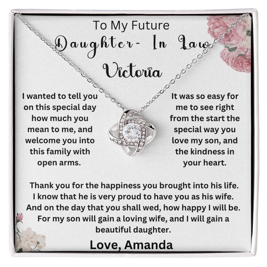 To My Future Daughter In Law | Personalized |  Love Knot Necklace