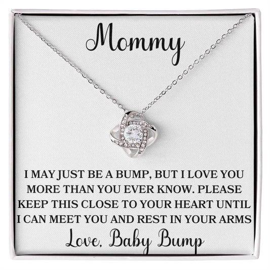 Mommy Love, Baby Bump Love Knot Necklace