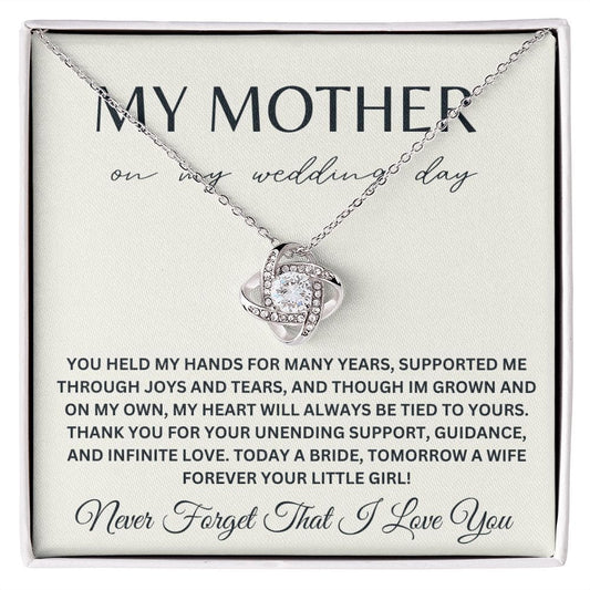 To My Mother on My Wedding Day Bride Mom Gift for Mother of The Bride Gift from Bride Gift from Daughter Necklace Wedding Jewelry E