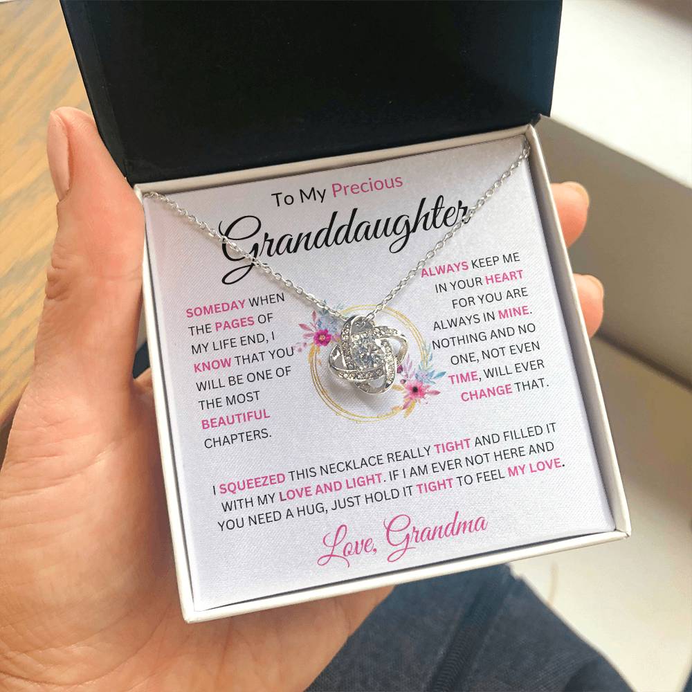 To My Precious Granddaughter Love Grandma Love Knot Necklace