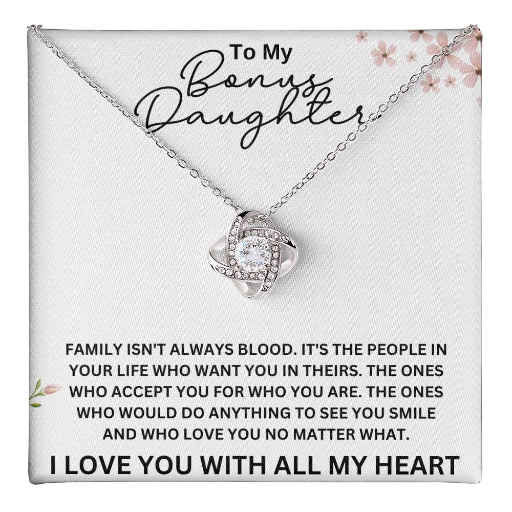 To My Bonus Daughter Love Knot Necklace