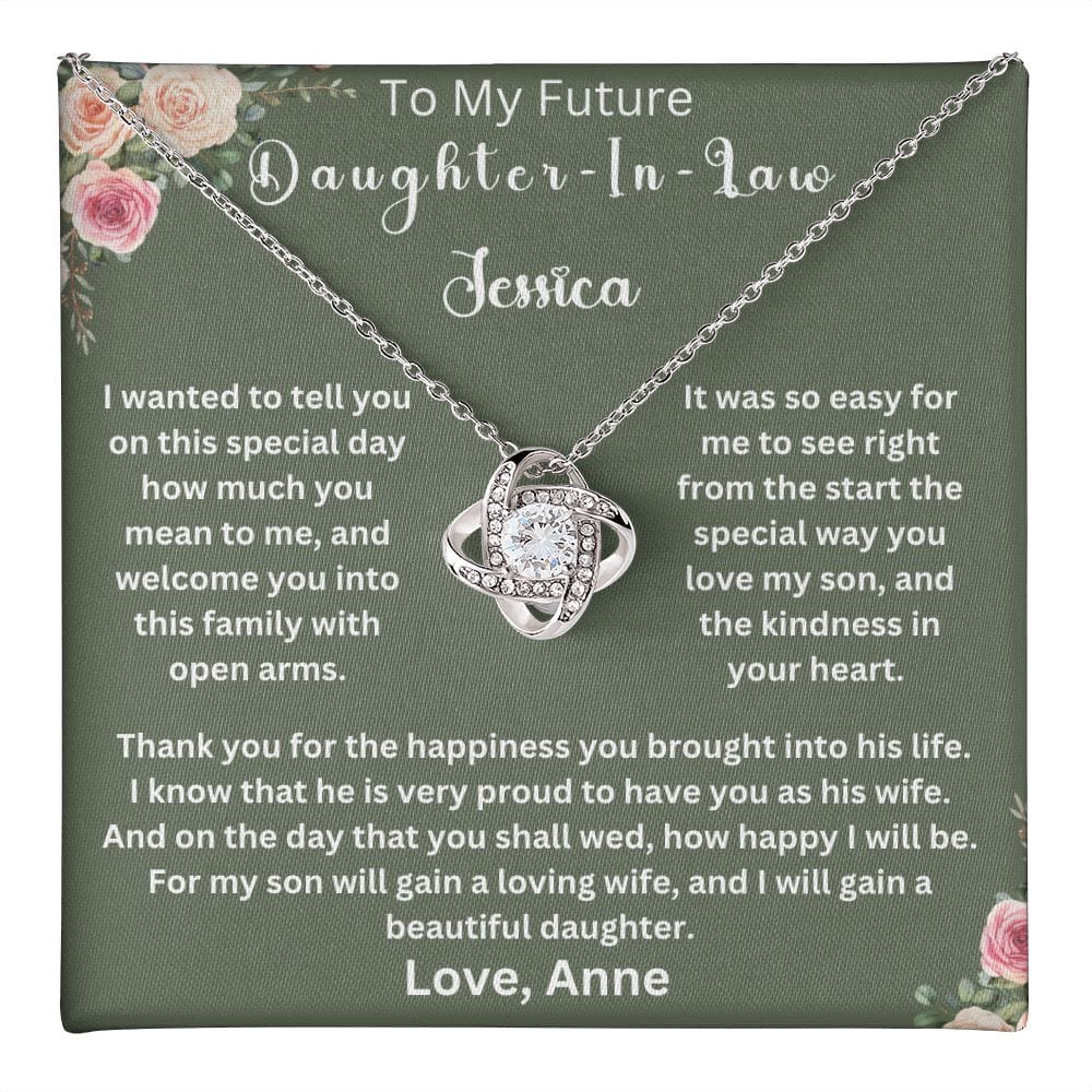 To My Future Daughter In Law | Personalized |  Love Knot Necklace