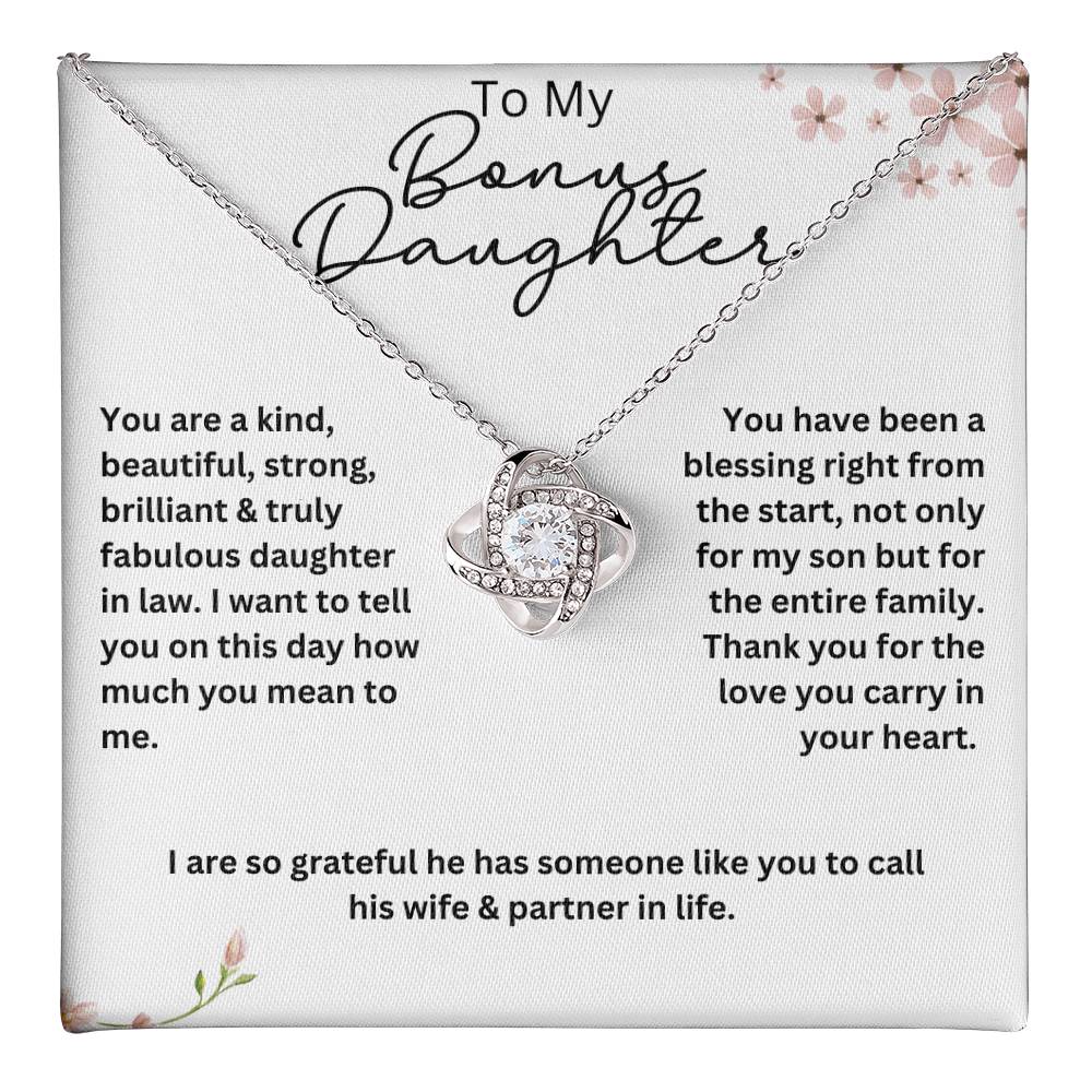 To My Bonus Daughter  Love Knot Necklace