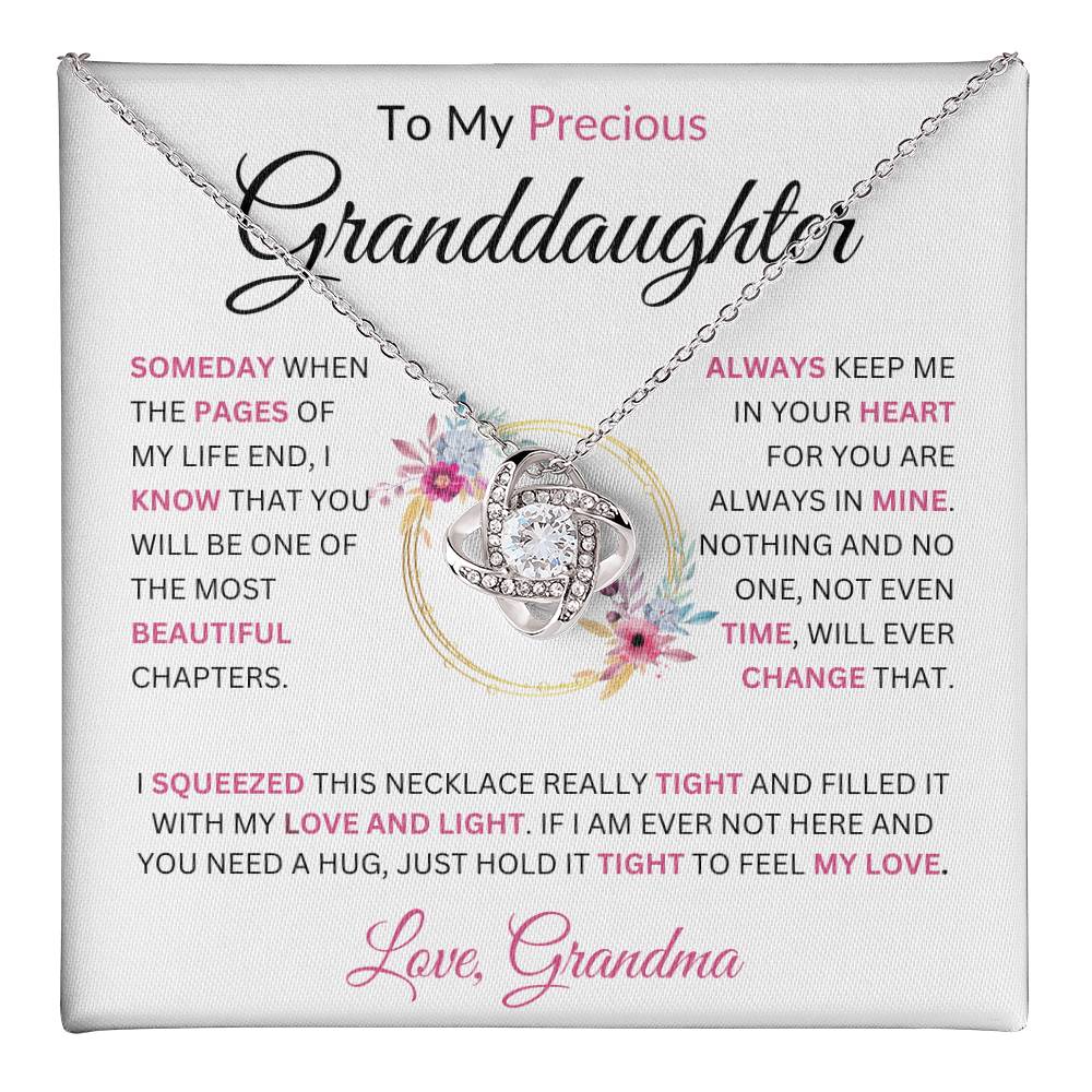 To My Precious Granddaughter Love Grandma Love Knot Necklace