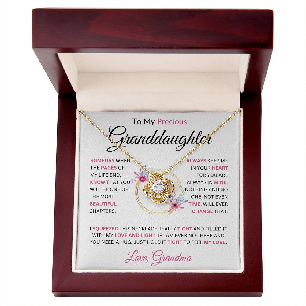 To My Precious Granddaughter Love Grandma Love Knot Necklace