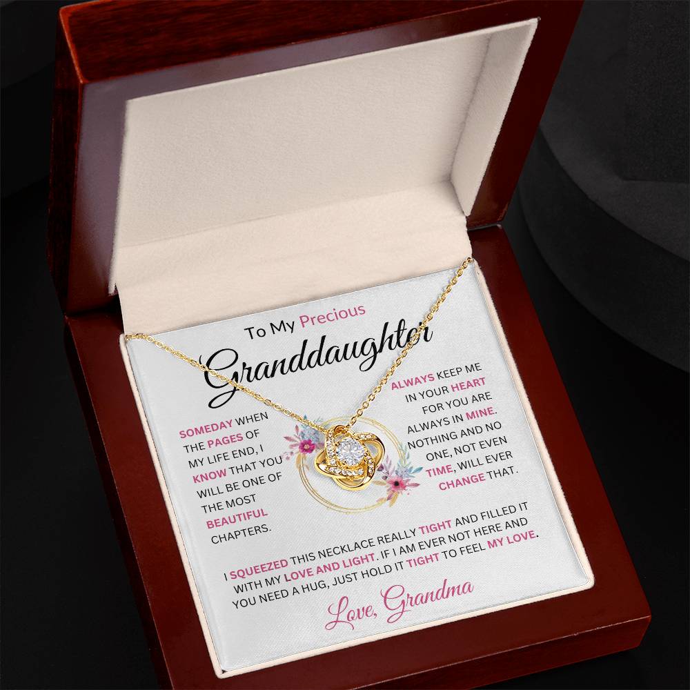 To My Precious Granddaughter Love Grandma Love Knot Necklace