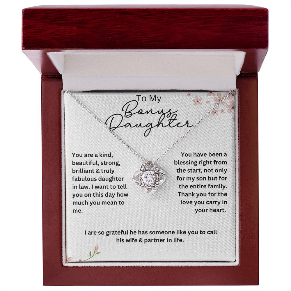 To My Bonus Daughter  Love Knot Necklace