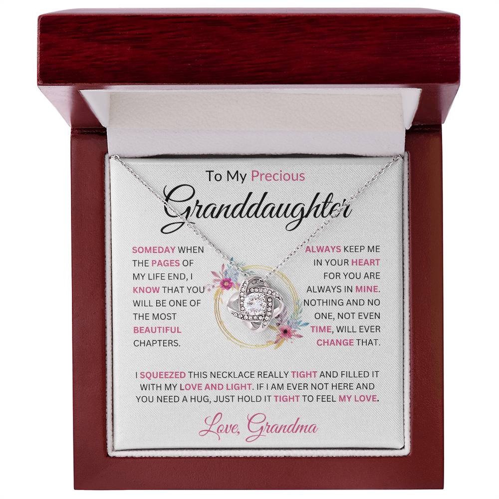 To My Precious Granddaughter Love Grandma Love Knot Necklace