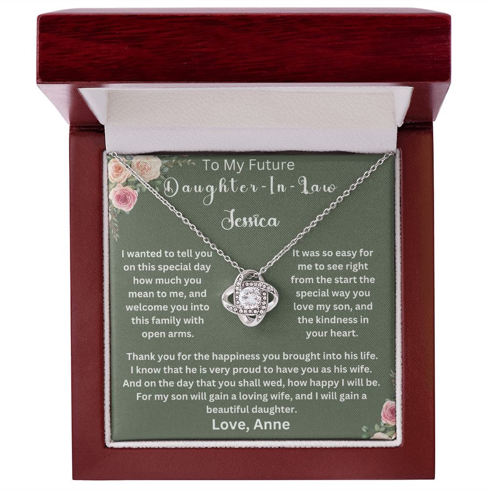 To My Future Daughter In Law | Personalized |  Love Knot Necklace