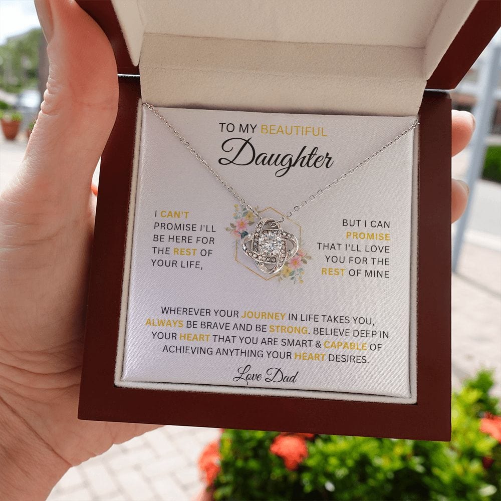 To My Beautiful Daughter Love Dad Love Knot Necklace