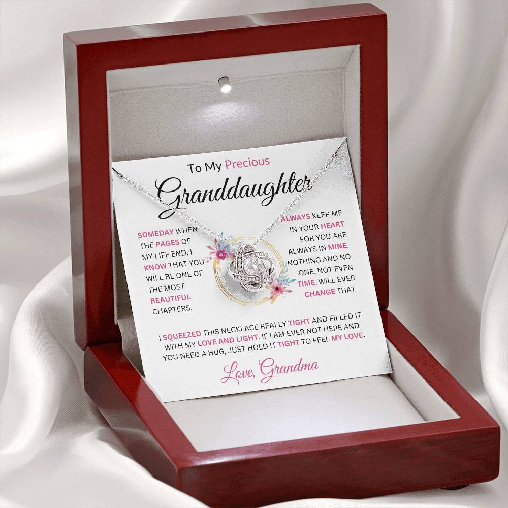 To My Precious Granddaughter Love Grandma Love Knot Necklace