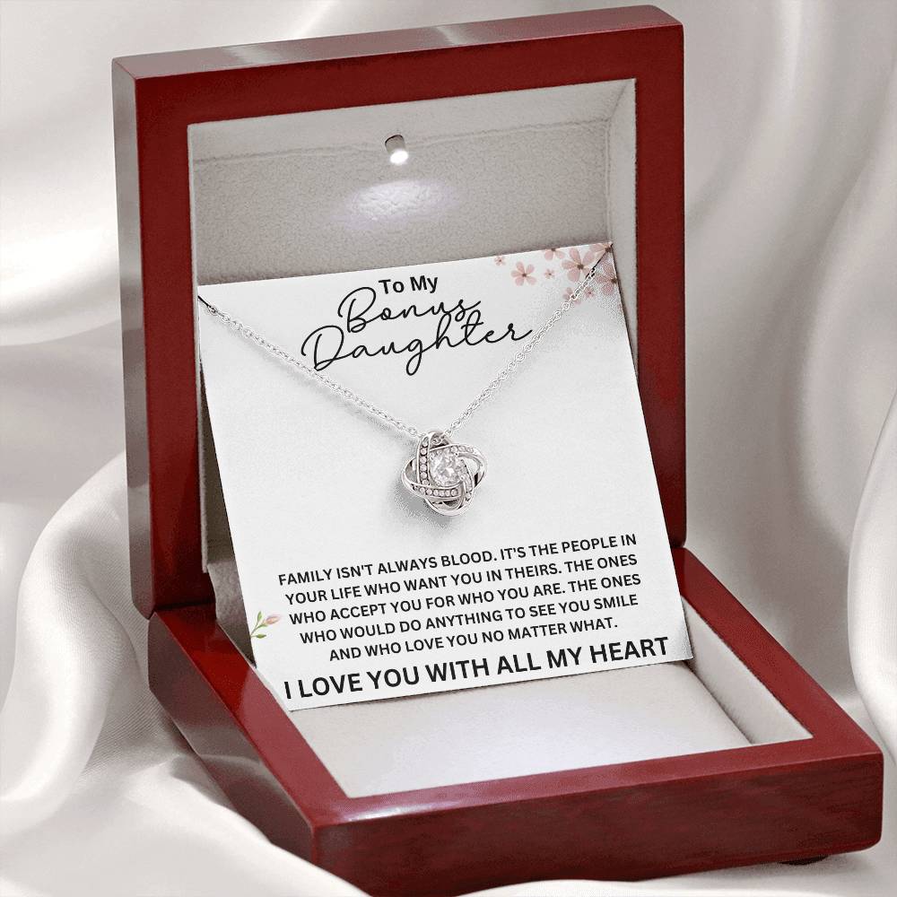 To My Bonus Daughter Love Knot Necklace