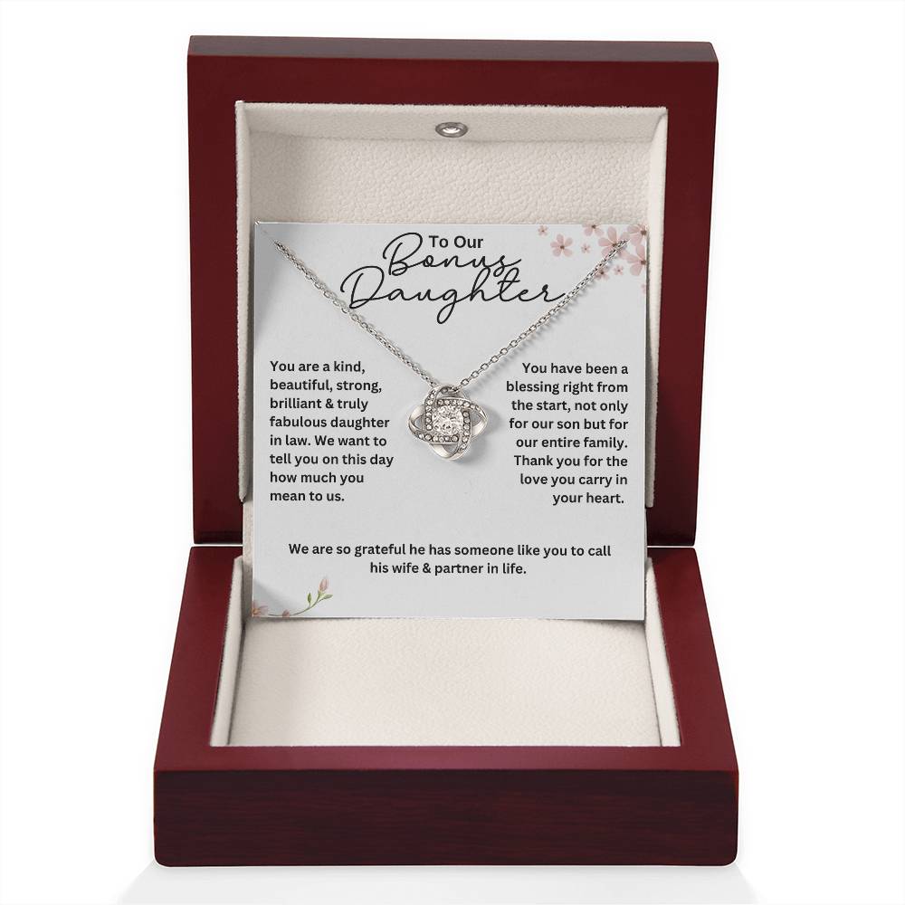 To Our Bonus Daughter Love Knot Necklace