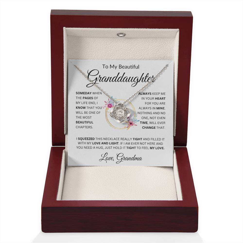To My Beautiful Granddaughter Love, Grandma Love Knot Necklace