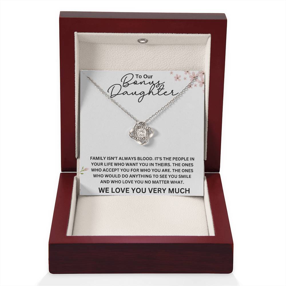 To Our Bonus Daughter Love Knot Necklace