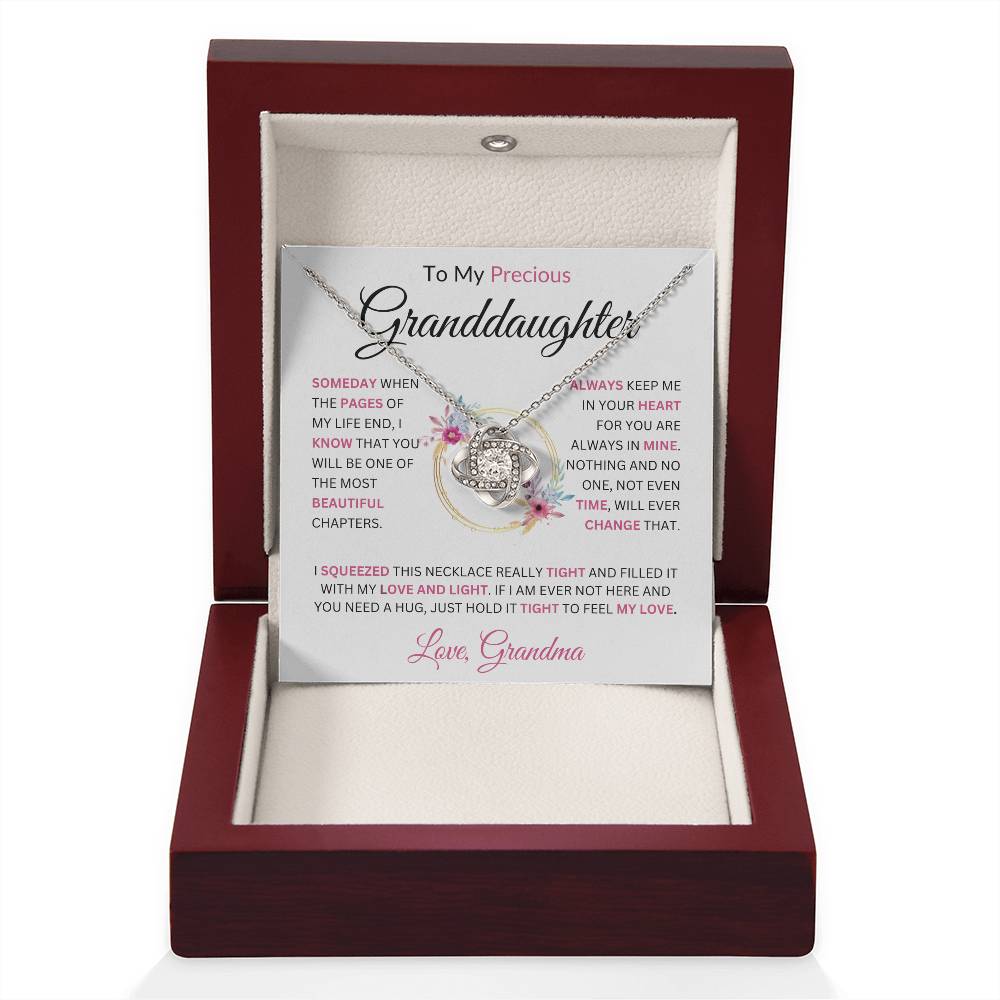 To My Precious Granddaughter Love Grandma Love Knot Necklace