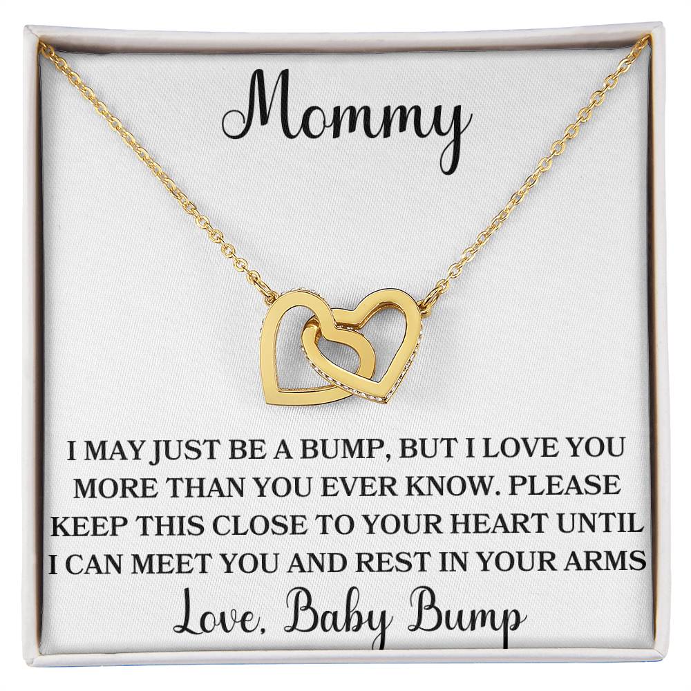 Mommy Love, Baby Bump Interlocking Hearts Necklace