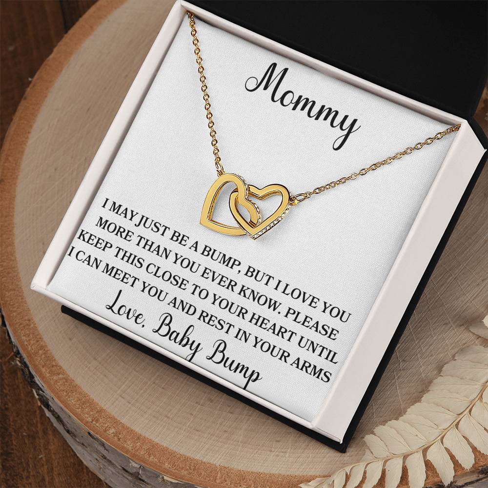 Mommy Love, Baby Bump Interlocking Hearts Necklace