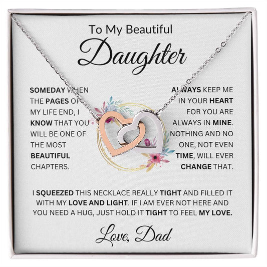 To My Beautiful Daughter Love Dad Interlocking Hearts Necklace