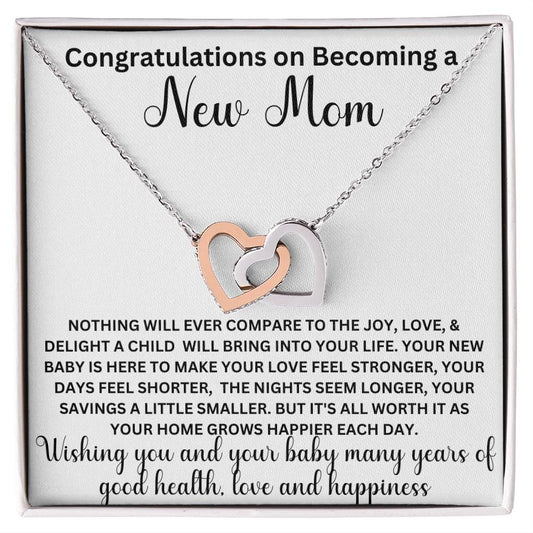 Congratulations New Mom Interlocking hearts Necklace