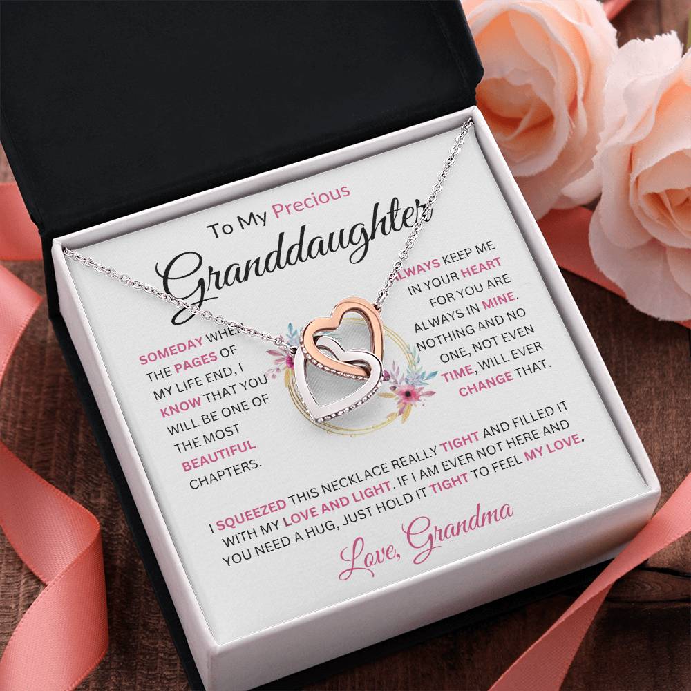 To MyPrecious Granddaughter Love Grandma Interlocking Hearts Necklace