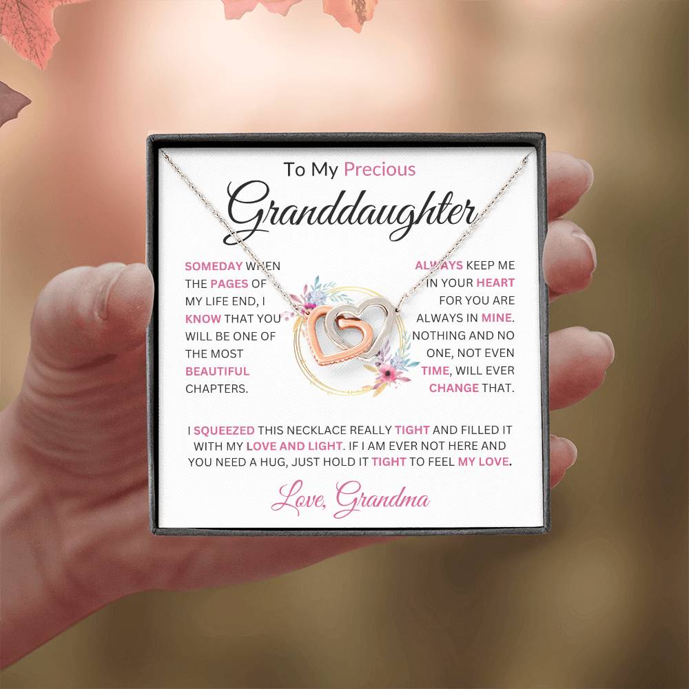 To MyPrecious Granddaughter Love Grandma Interlocking Hearts Necklace