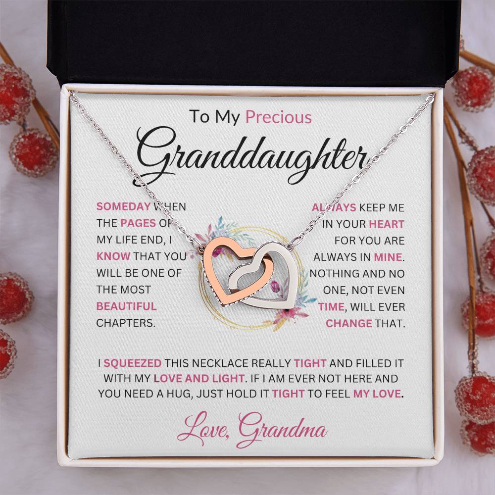 To MyPrecious Granddaughter Love Grandma Interlocking Hearts Necklace