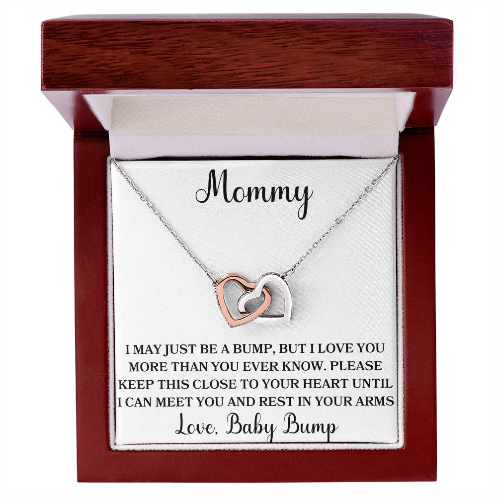 Mommy Love, Baby Bump Interlocking Hearts Necklace