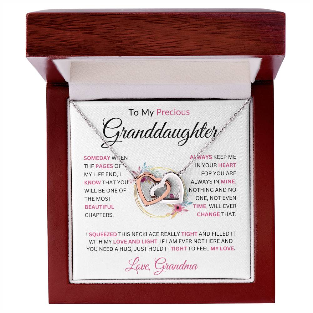 To MyPrecious Granddaughter Love Grandma Interlocking Hearts Necklace