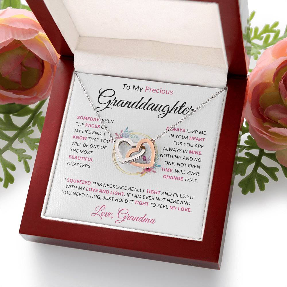 To MyPrecious Granddaughter Love Grandma Interlocking Hearts Necklace