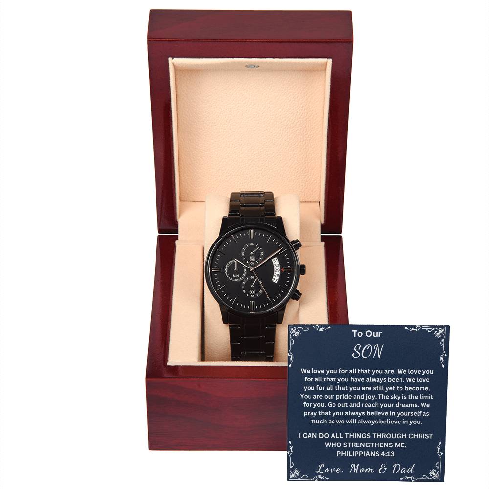 my-son-watchBlack Chronograph Watch | Message Card