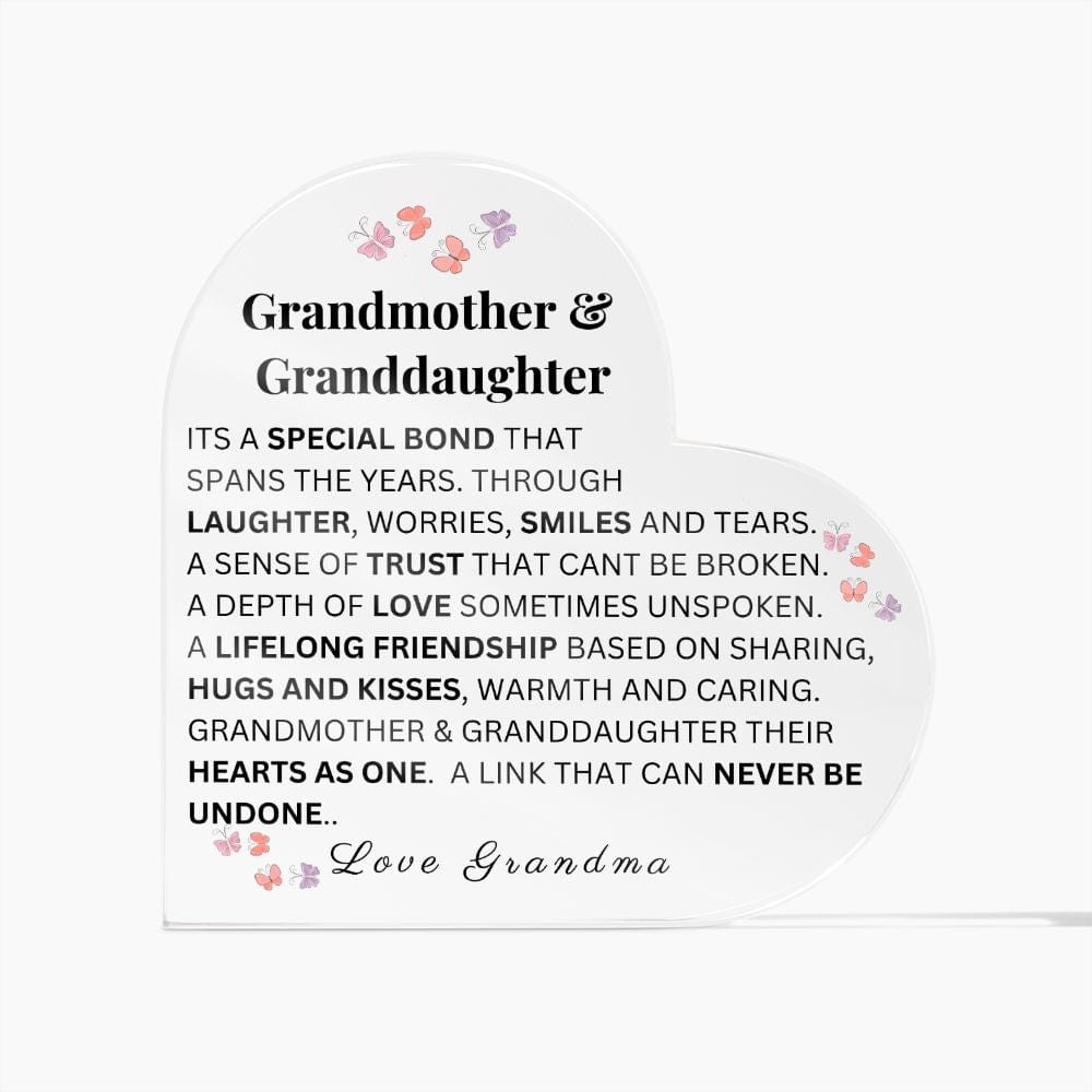 Grandmother & Granddaughter "It's A Special Bond" Love Grandma |  ACRYLIC HEART