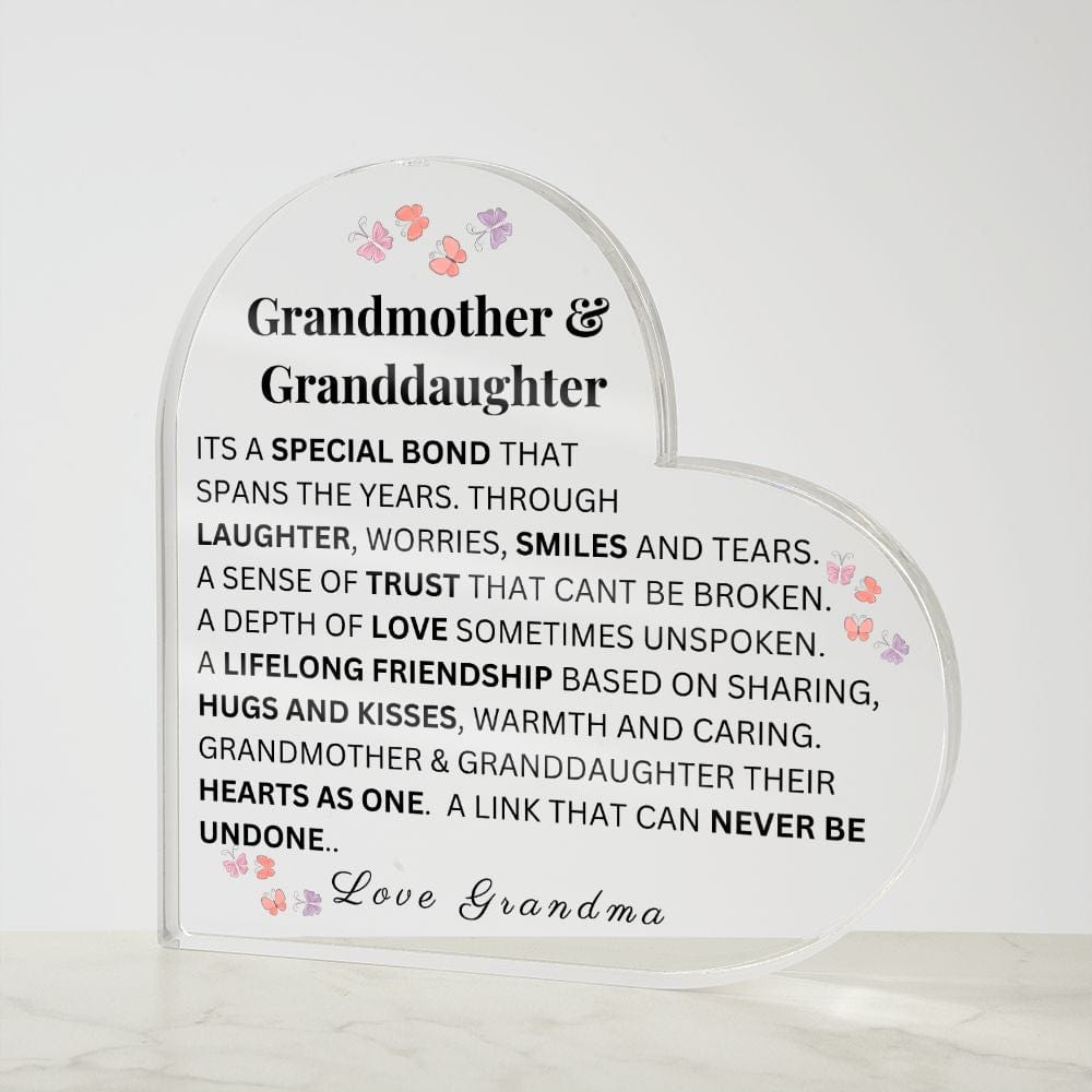 Grandmother & Granddaughter "It's A Special Bond" Love Grandma |  ACRYLIC HEART